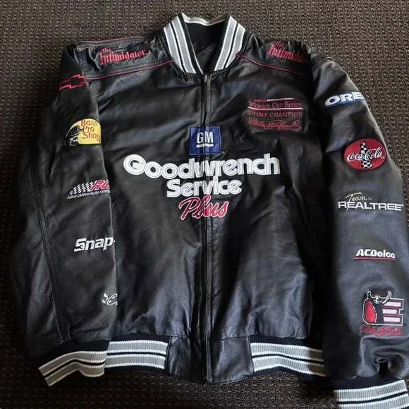 Vintage Dale Earnhardt Goodwrench Leather Jacket Men's Large NASCAR Racing